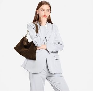 NWOT Mango Dark Brown Genuine Suede Handbag Shoulder Bag